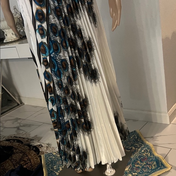 (STEP IN STYLE)Peacock Print Spaghetti Strap women’s Dress with Stretch Waist - Picture 12 of 17